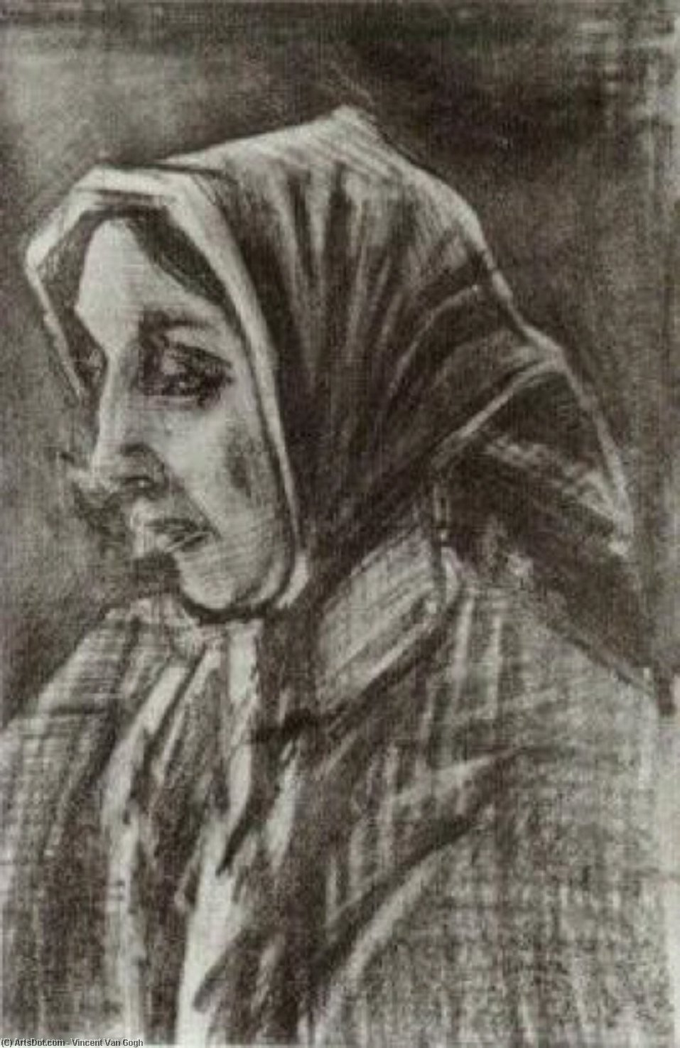 Mujer Con Chal Sobre Su Cabello, Cabeza — Vincent Willem Van Gogh