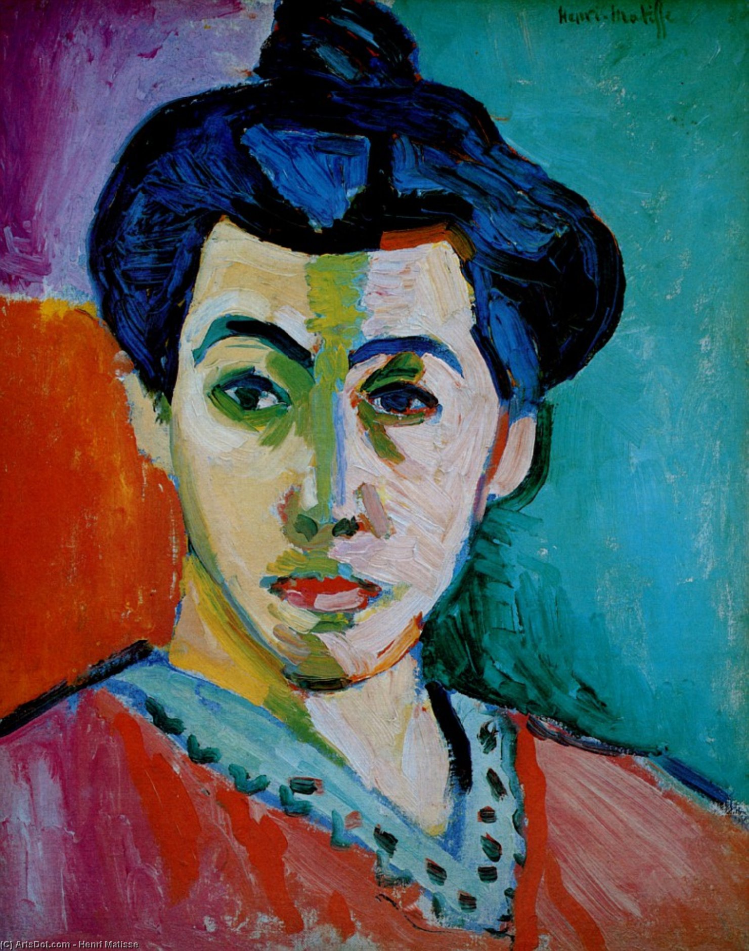 El 'retrato De Madame Matisse' (1905) De Henri Matisse Muestra Colores Fauvistas Audaces Y Una Representación Íntima De Su Esposa, Amélie. Explore Esta Icónica Obra Maestra En El Statens Museum For Kunst. — Henri Matisse
