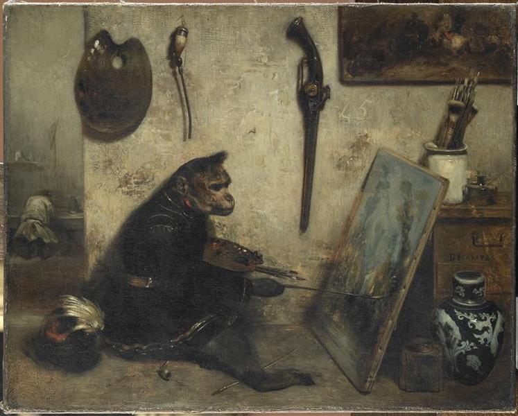 Le Singe Peintre Dit Aussi Interieur D'atelier — Alexandre Gabriel Decamps