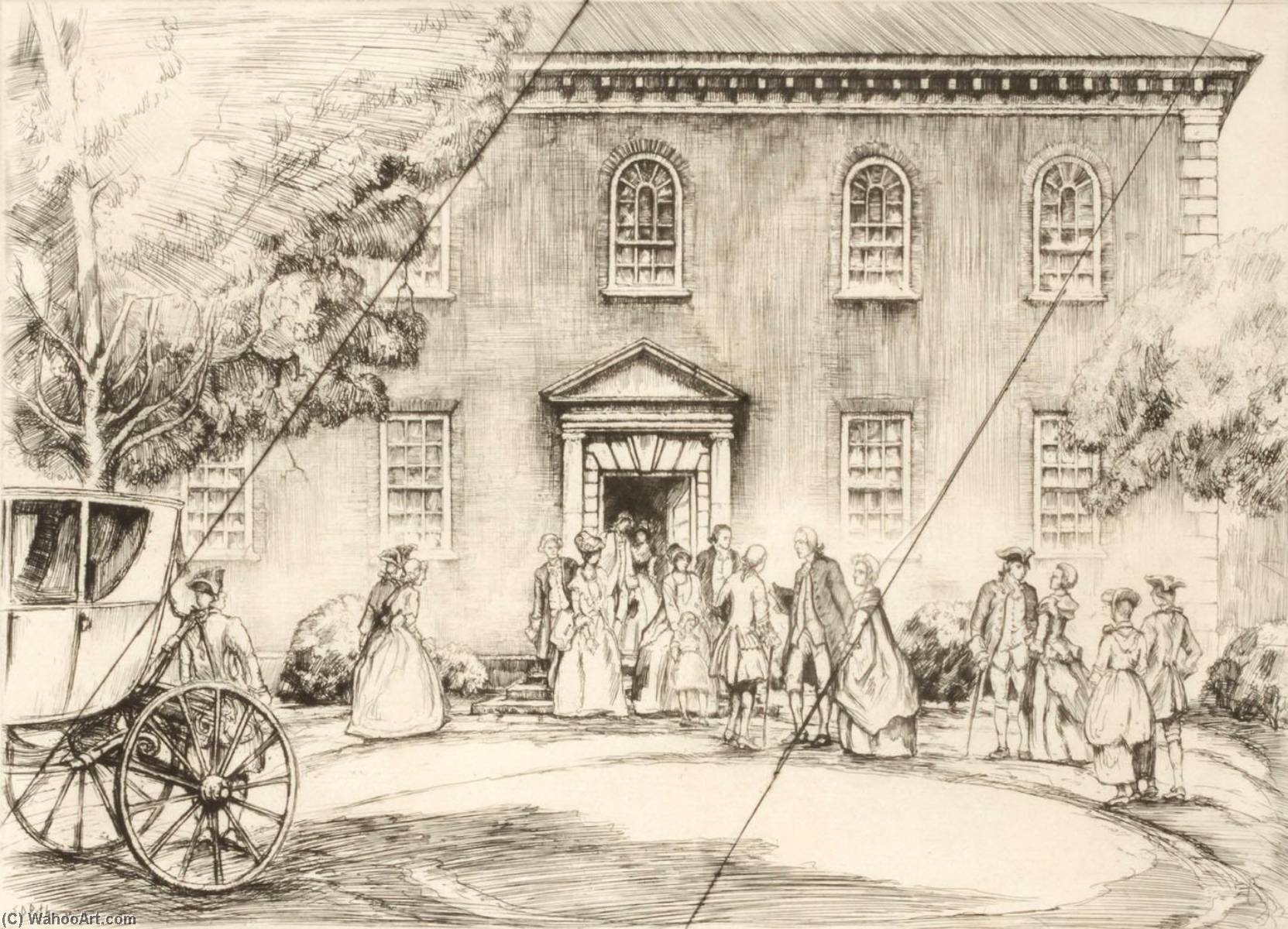 Washington At Pohick Church (cancelled Plate From The Portfolio The Bicentennial Pageant Of George Washington ) — Ernest D Roth