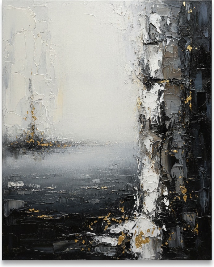 Monolith In Charcoal And Gilded Strata — David Moreau
