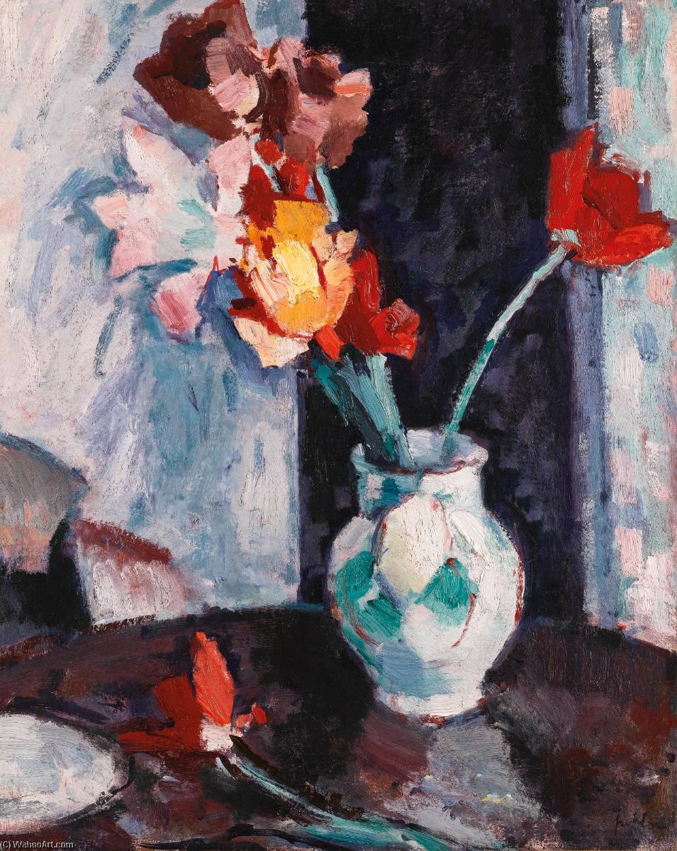 Tulips In A White Vase — Samuel John Peploe