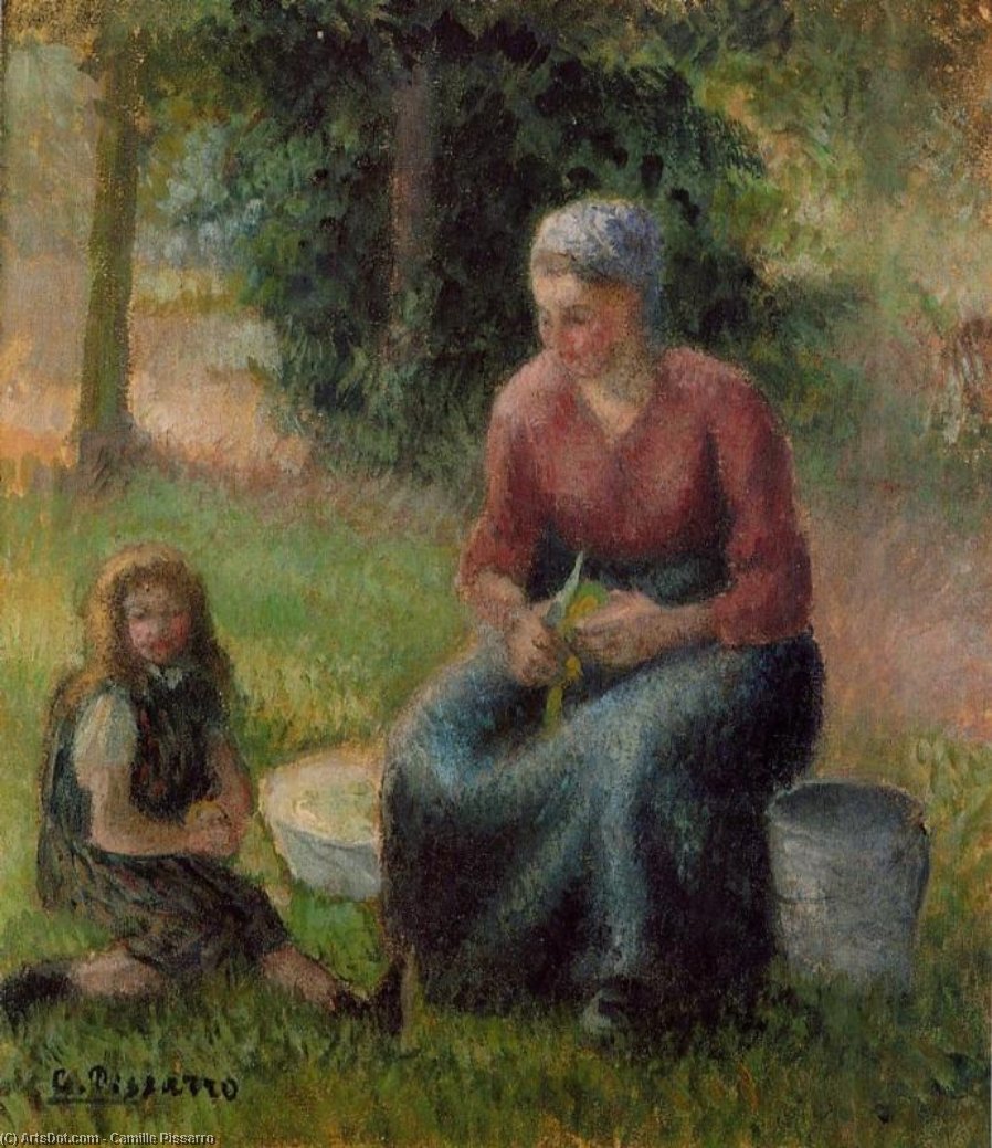 Peasant Woman And Her Daughter, Eragny — Camille Pissarro