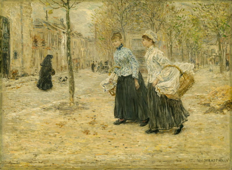 Two Washerwomen Crossing A Small Park In Paris — Jean-françois Raffaelli