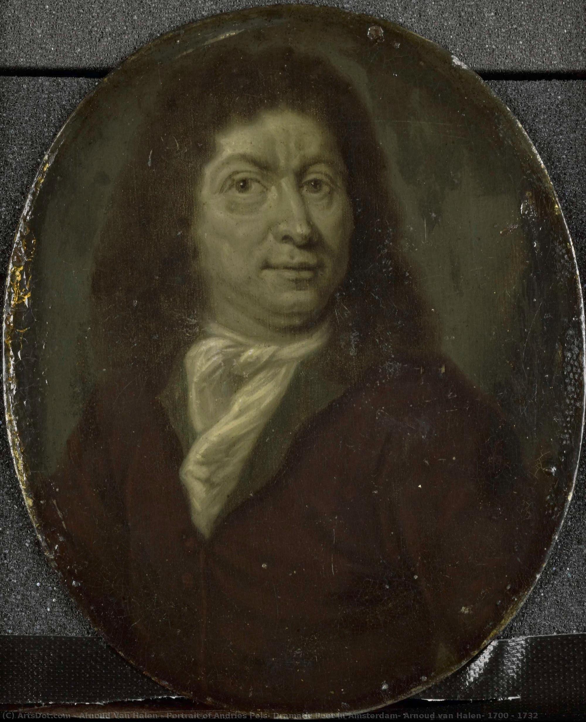 Portrait Of Andries Pels, Dramatic Poet In Amsterdam, Arnoud Van Halen, 1700 - 1732 — Arnoud Van Halen