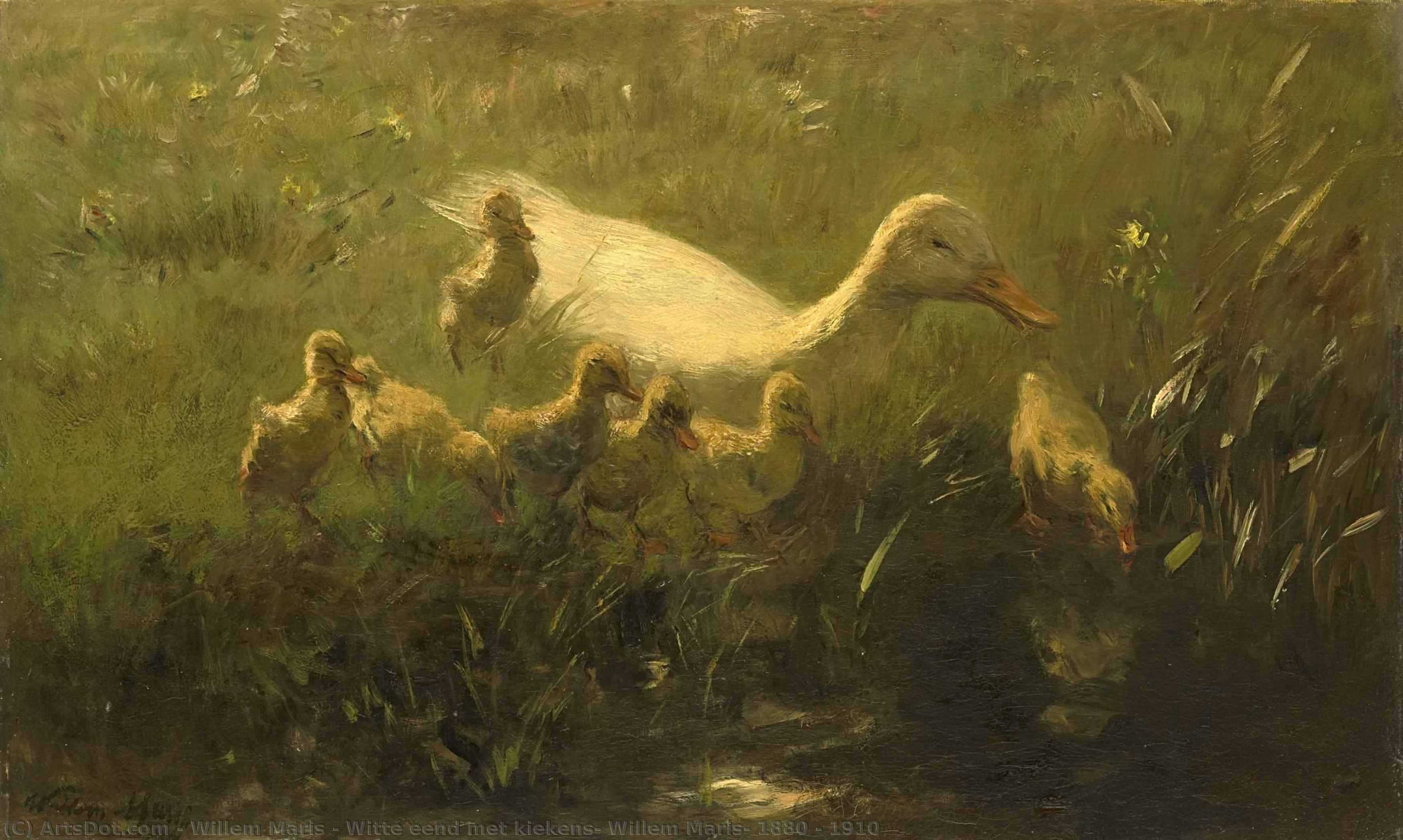 Witte Eend Met Kiekens, Willem Maris, 1880 - 1910 — Willem Maris