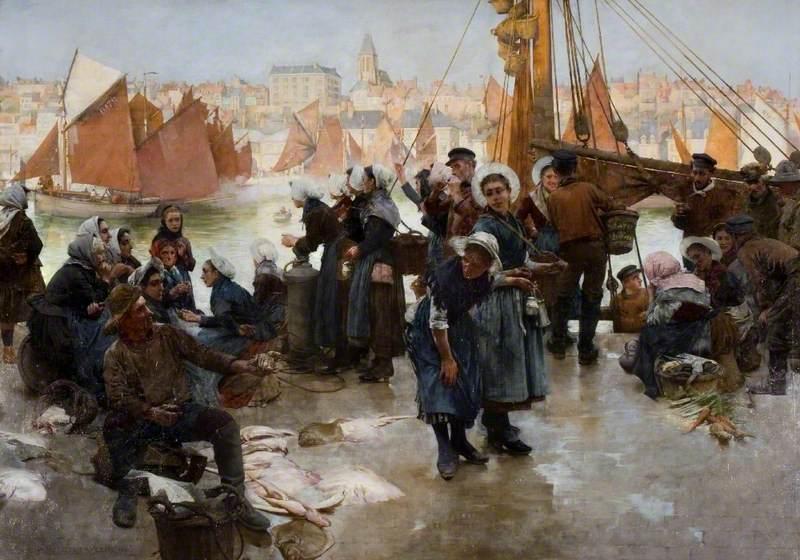 The Departure Of The Fishing Fleet, Boulogne — Albert Chevallier Tayler