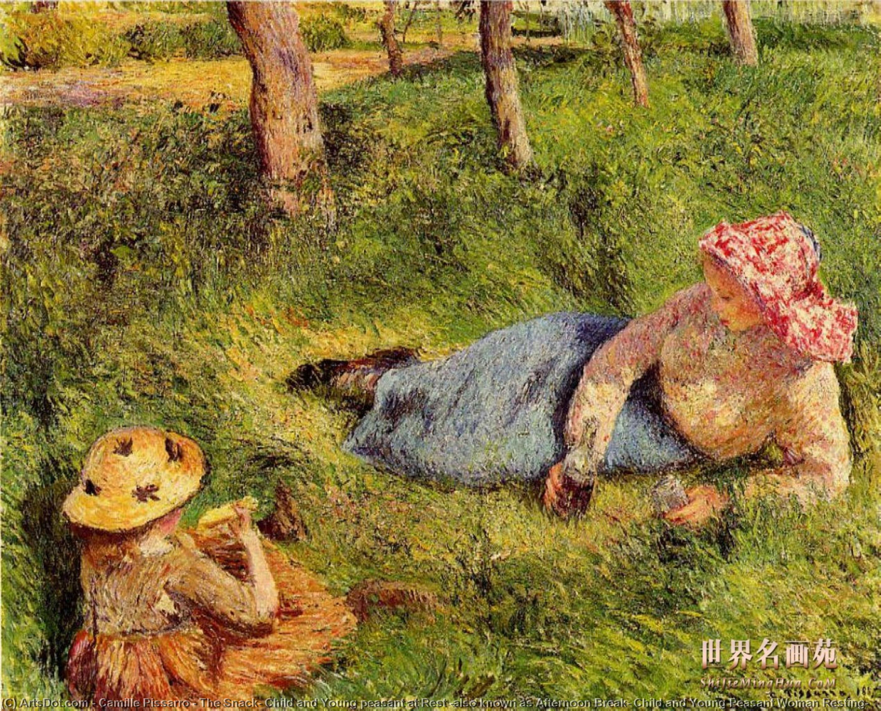 The Snack, Child And Young Peasant At Rest (also Known As Afternoon Break, Child And Young Peasant Woman Resting) — Kamij Pisaro