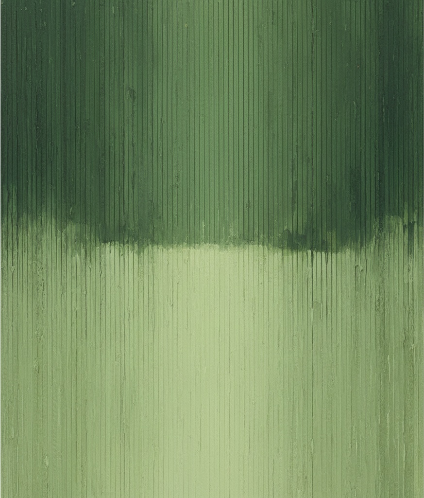 Ethereal Verdant Strata: A Monolithic Study In Textured Sage And Forest Shadows — Laurent Vionnet