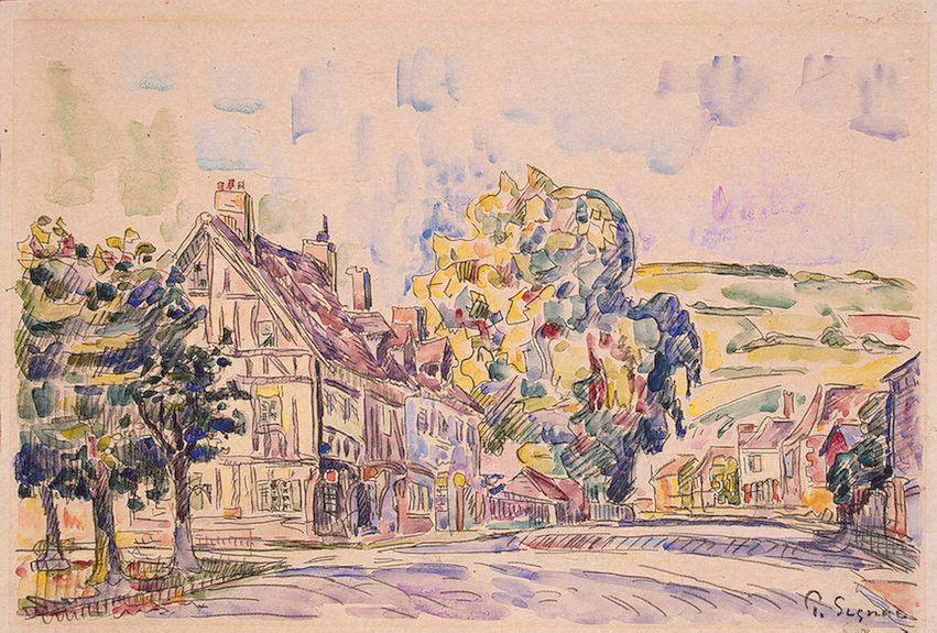 Street With A Frame House In Normandy — Paul Signac