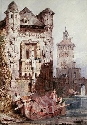 Figures In A Boat With Buildings — Сэмюэль Прут