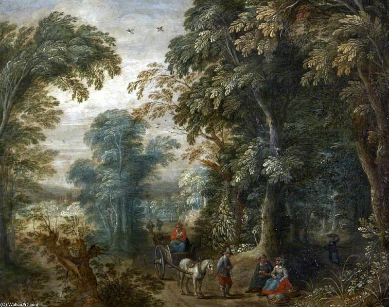 Landscape With A Horse Cart On A Wooded Lane — Anthonie Mirou
