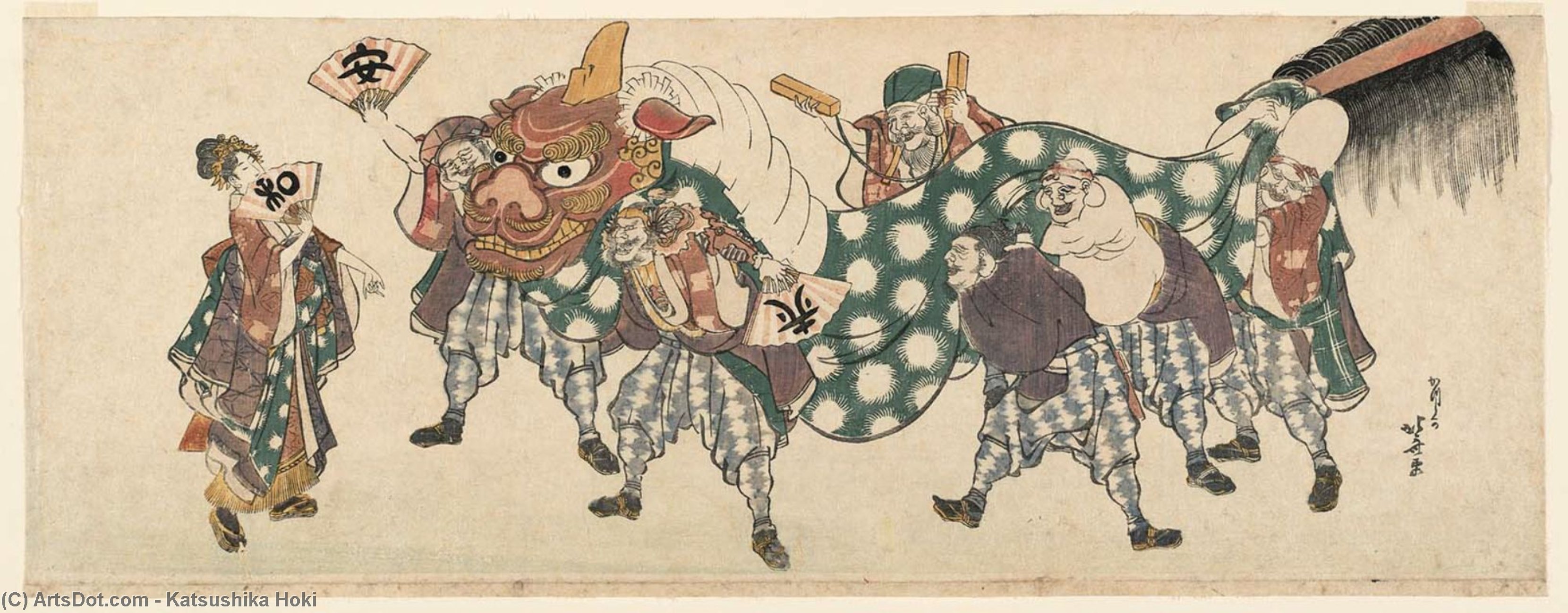 Seven Gods Of Good Fortune In A Lion Dance — Katsushika Hokusai