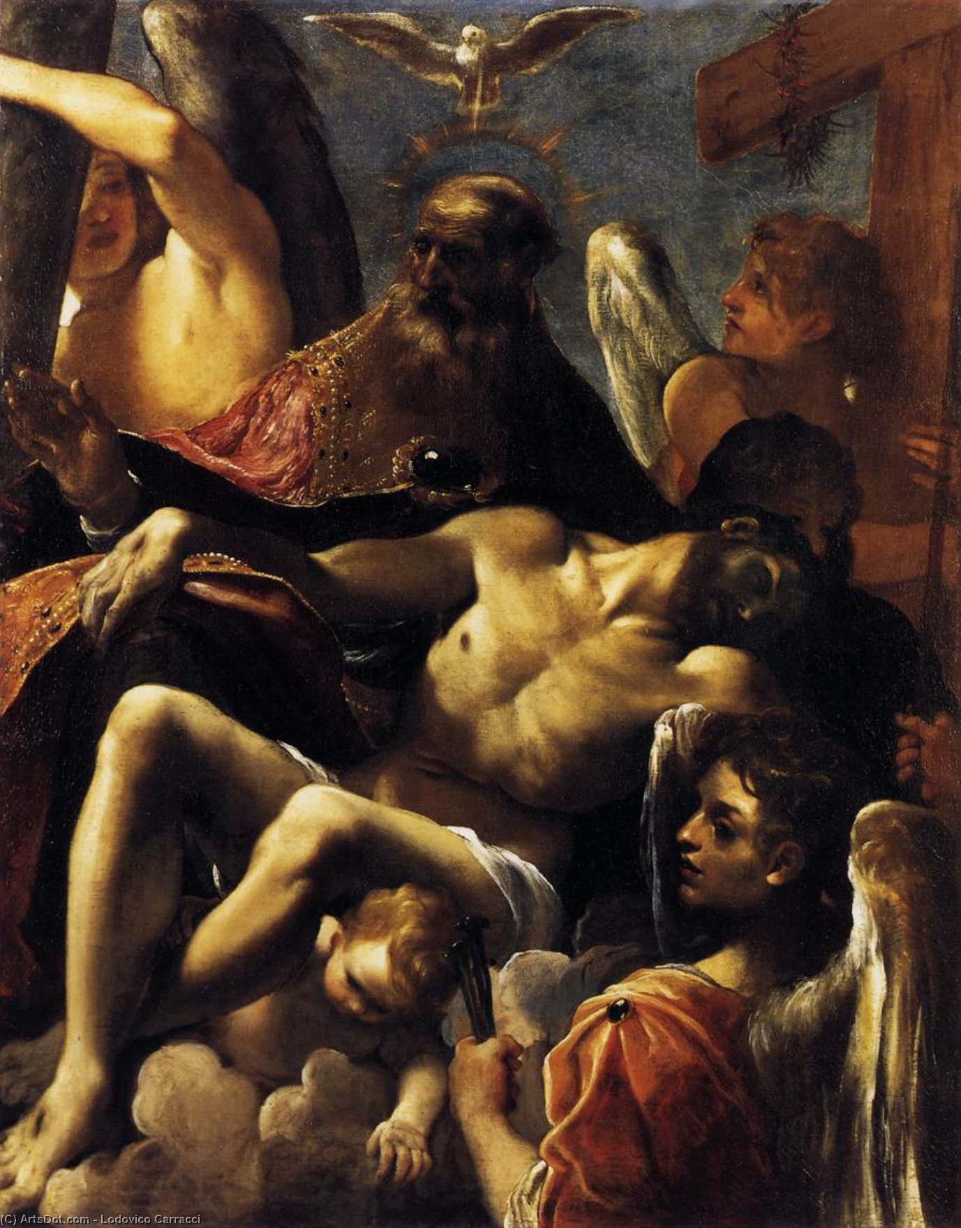 La Trinidad Con El Cristo Muerto — Ludovico Carracci