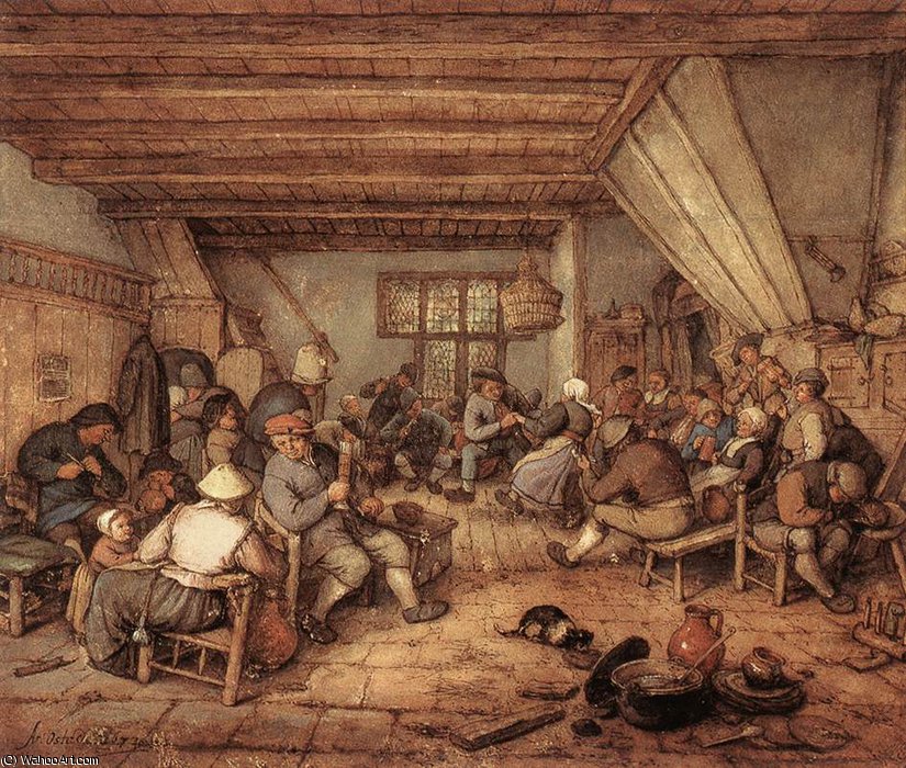 Feasting Peasants In A Tavern — Adriaen Van Ostade