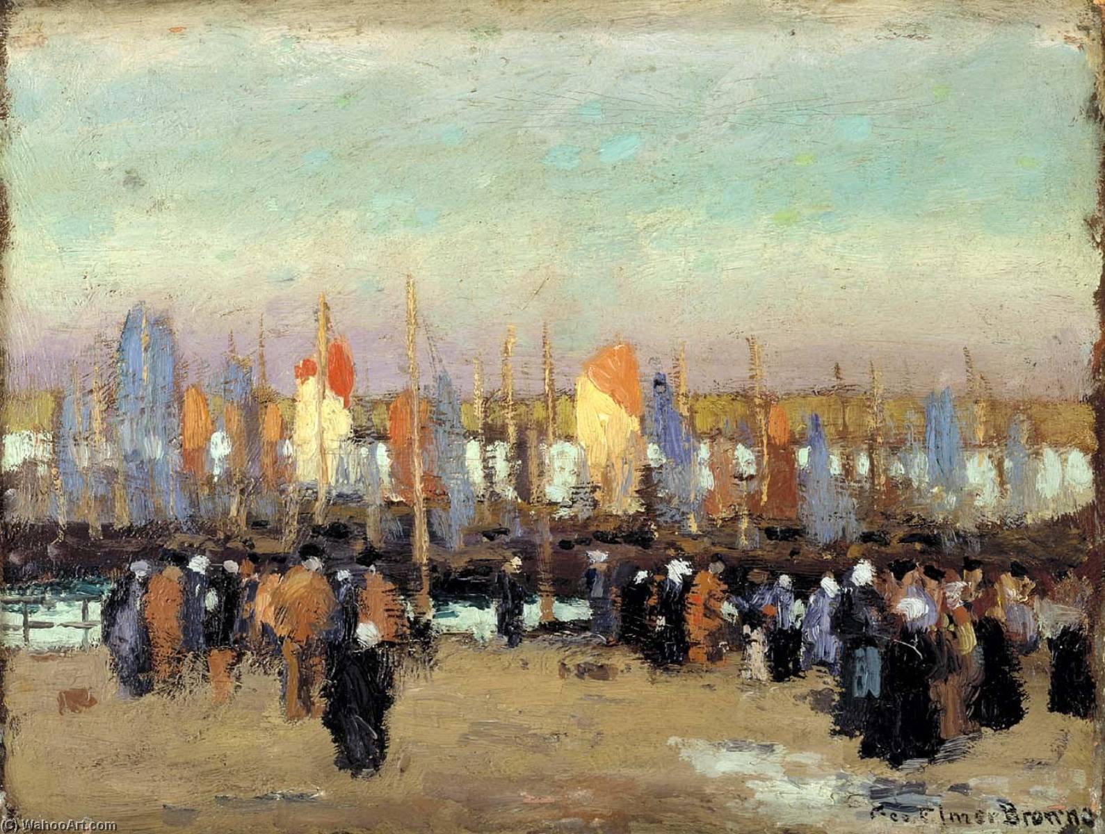 Harbor Scene With Fishing Boats — George Elmer Browne