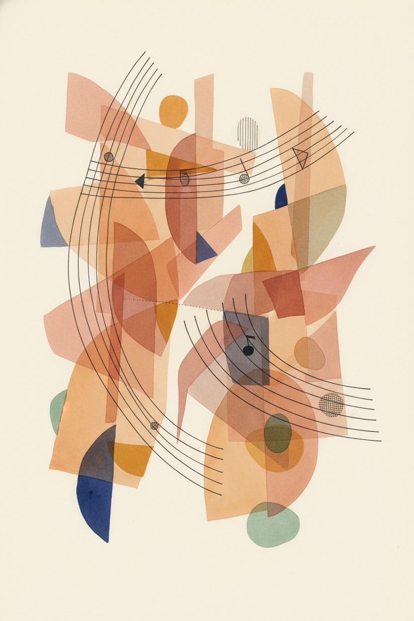Rhythmic Notation In Ochre And Earth: A Symphony Of Geometric Grace — Jacques Villedieu