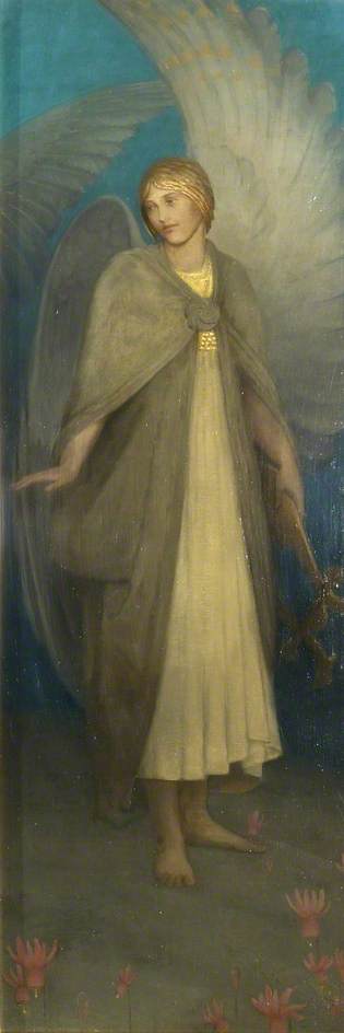 An Angel With A Lyre (triptych, Right Wing) — Thomas Millie Dow