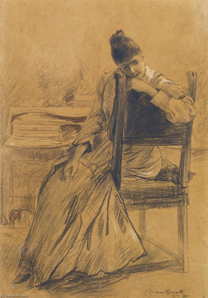 Portrait Of A Woman Sitting On A Chair — Norbert Goeneutte