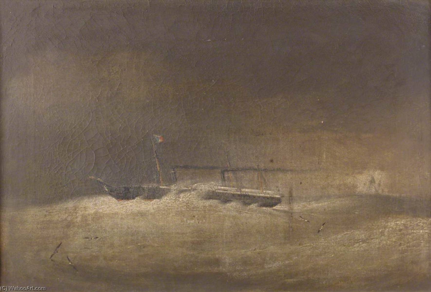 A P O Paddle Steamer Running Into A Gale — Robert Strickland Thomas
