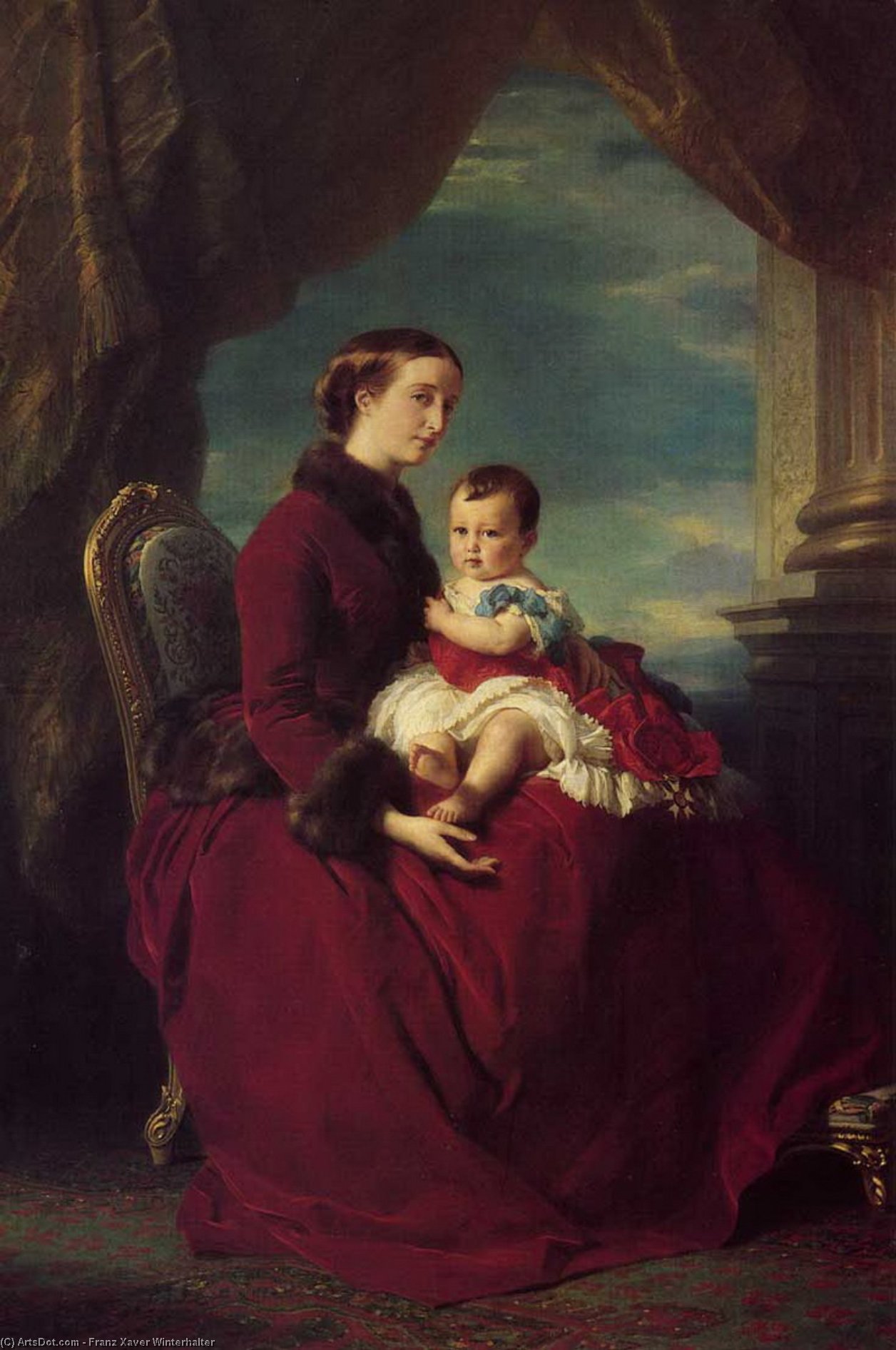 The Empress Eugenie Holding Louis Napoleon, The Prince Imperial On Her Knees — Franz Xavier Winterhalter