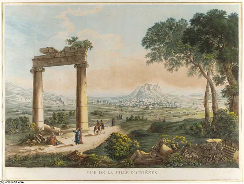 View Of Athens With Hadrians Aqueduct — Louis-françois Cassas