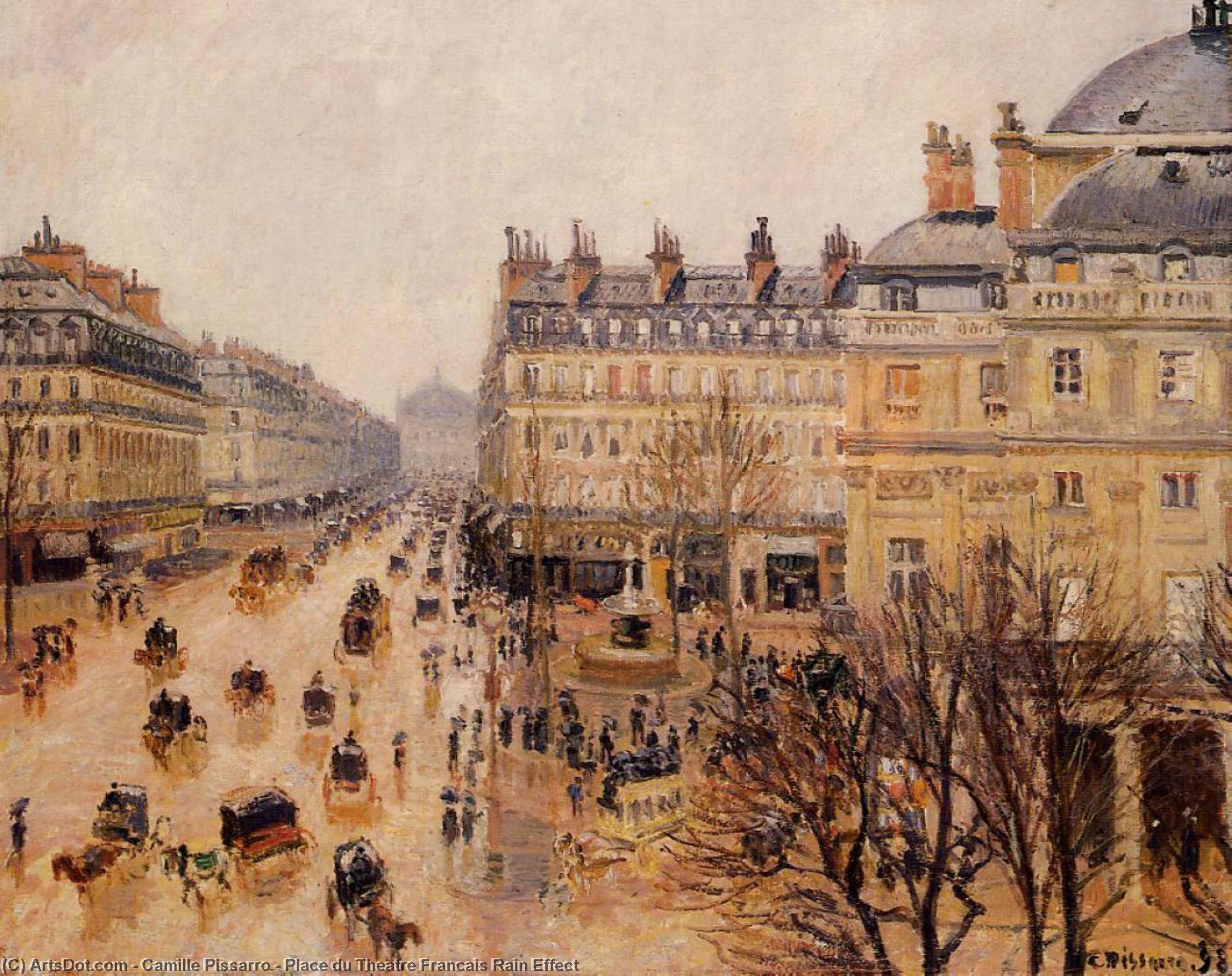 Place Du Theatre Francais Rain Effect — Camille Pissarro