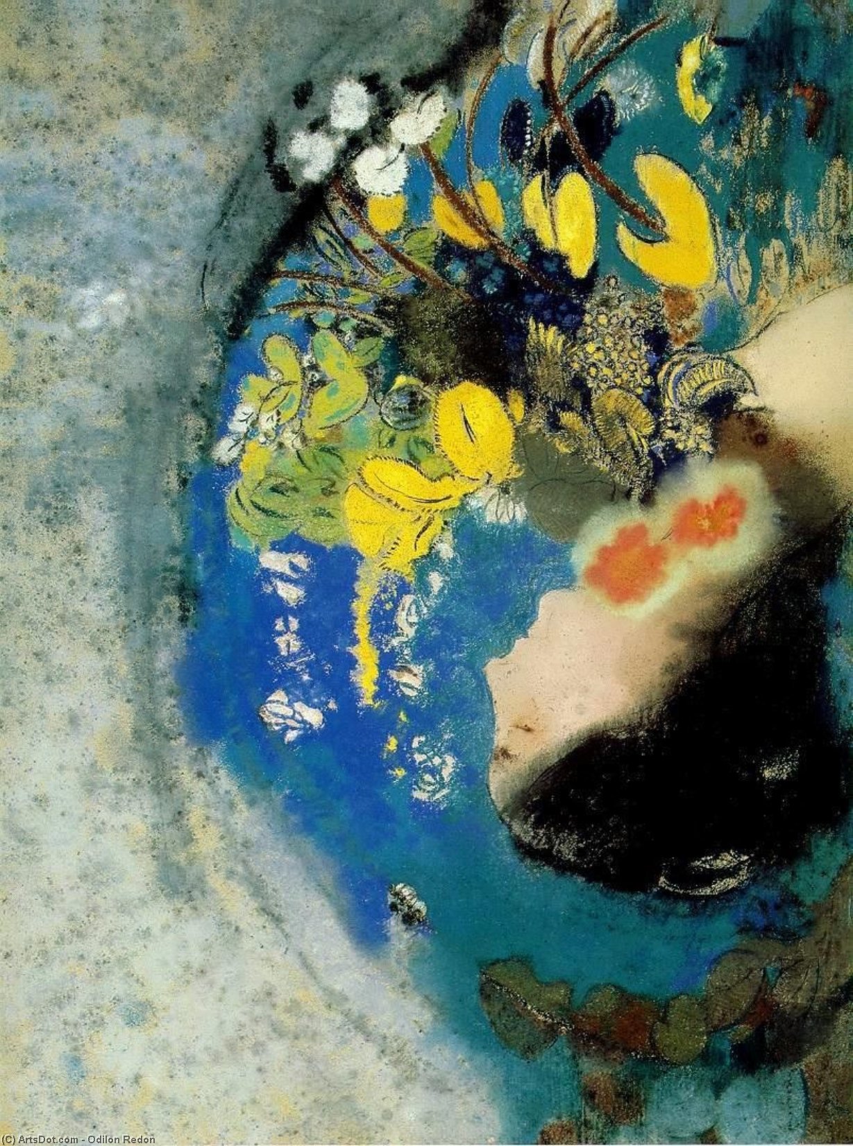Ophelia - Pastel On Paper Mounted On Board - — Odilon Redon