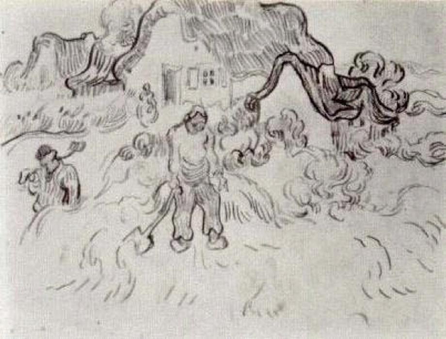 Cottages With Three Figures — Vincent Willem Van Gogh