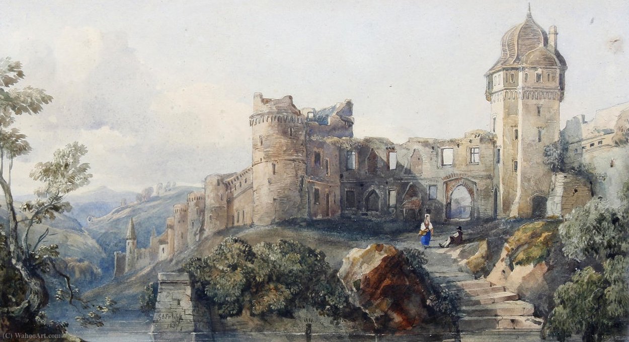 Castle Ruins By A River — George Arthur Fripp
