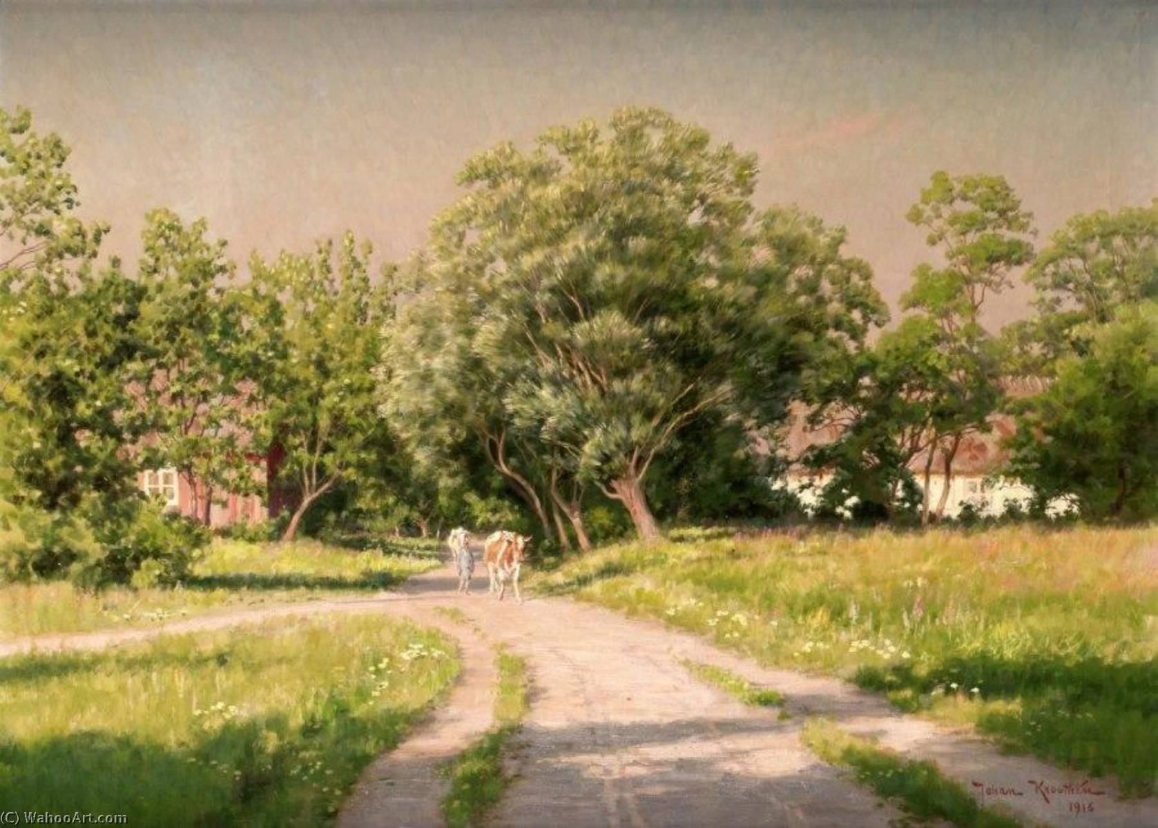 Hay Boy With Cows At Old Farm — Johan Krouthén
