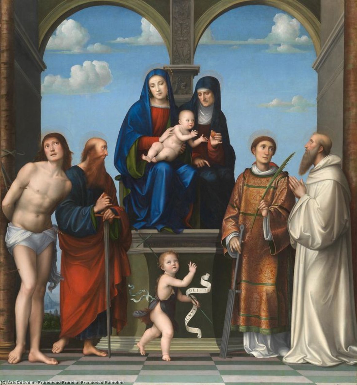 The Virgin And Child With Saint Anne And Other Saints — Francesco Francia (francesco Raibolini)