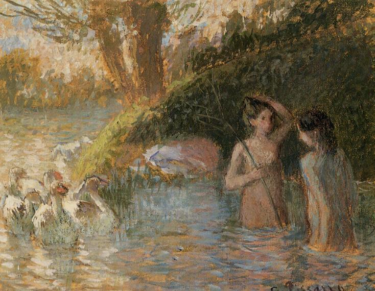 Bathing Goose Maidens — Camille Pissarro
