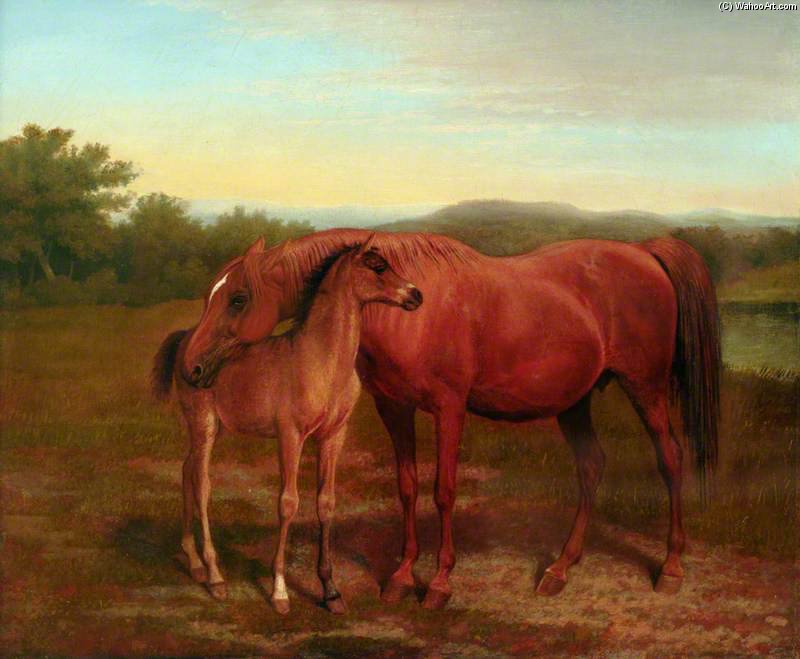 Mare, Chestnut, With Foal — ジャック・ローラン・アガッセ