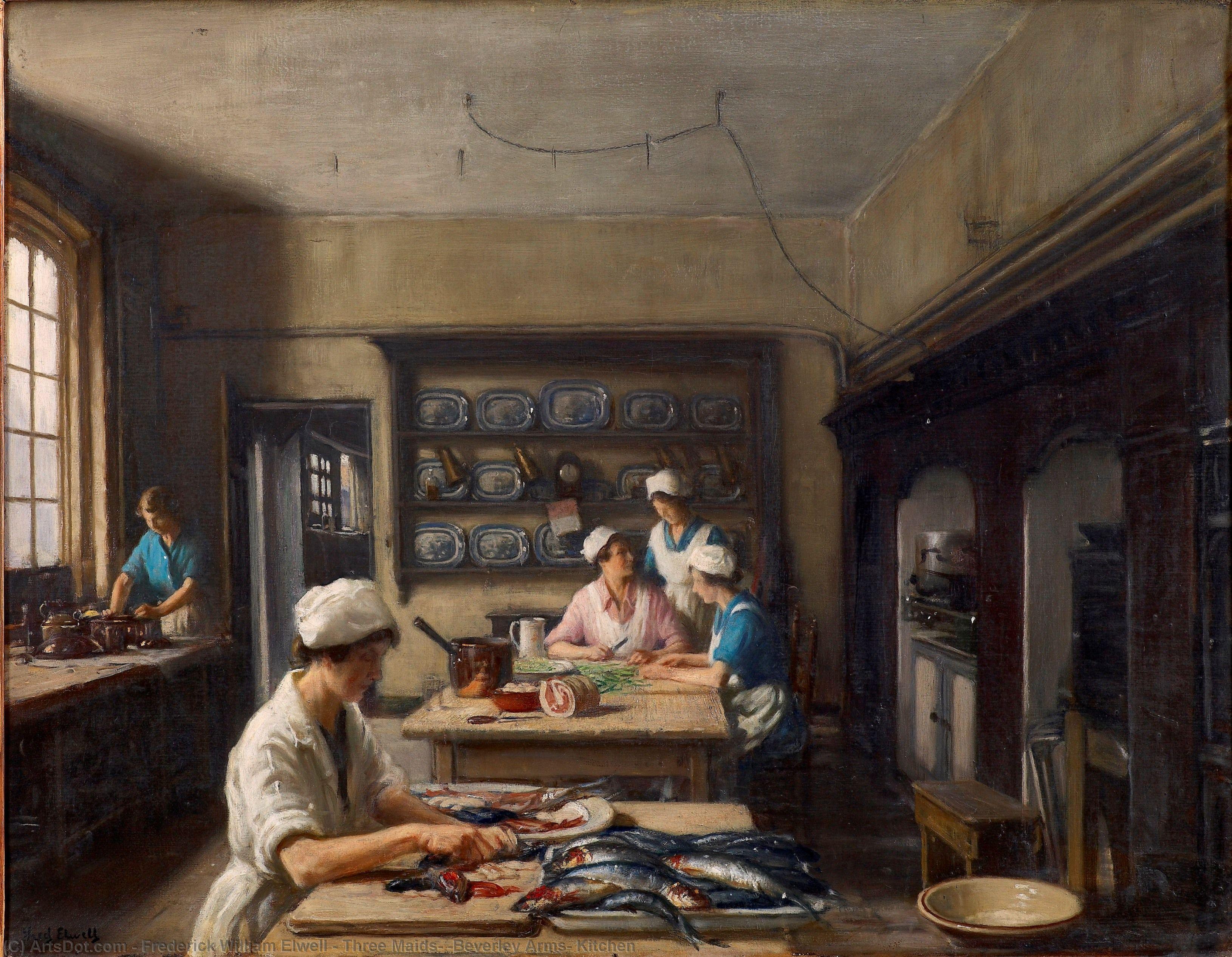 Three Maids, 'beverley Arms' Kitchen — Frederick William Elwell