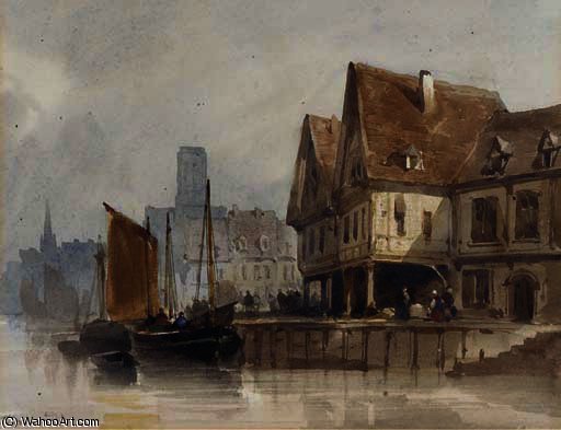 Fishing Boats At A Continental Quayside — Thomas Shotter Boys