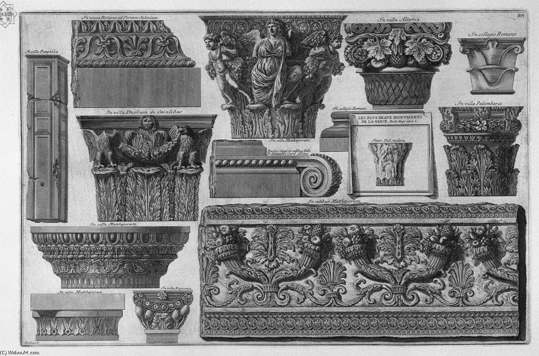 Several Capitals And A Frieze Of Roman Villas — Giovanni Battista Piranesi