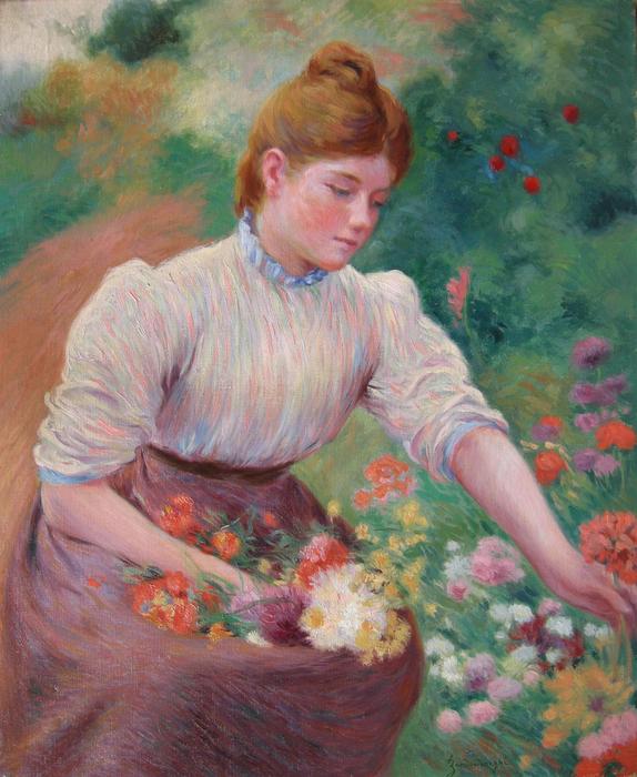 Girl Picking Flowers — Federico Zandomeneghi