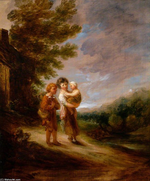 Landscape With Peasant Children Outside A Cottage — Gainsborough Dupont