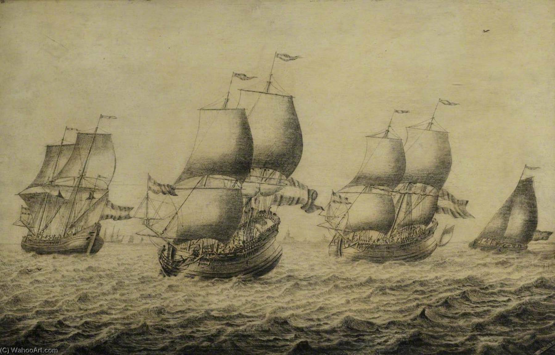 A Fleet Of Whalers — Adriaen Van Salm