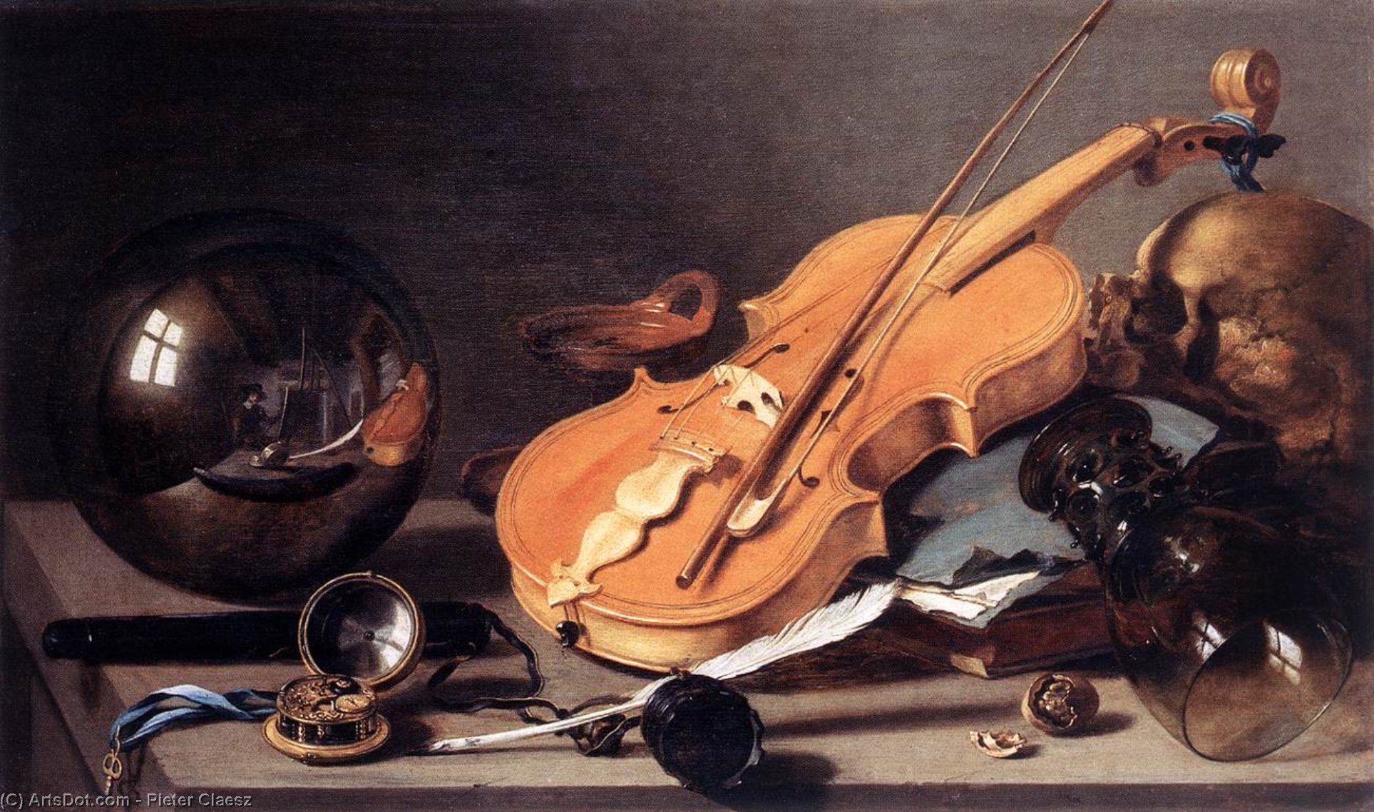 Vanitas With Violin And Glass Ball_2 — Pieter Claesz