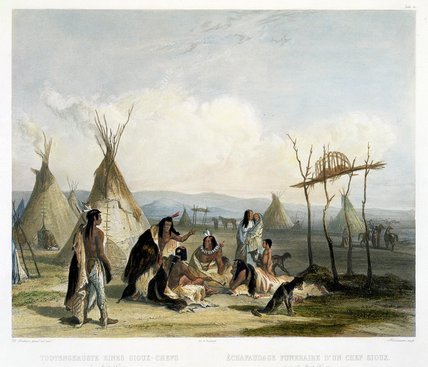 Funeral Scaffold Of A Sioux Chief Near Fort Pierre - — Karl Bodmer
