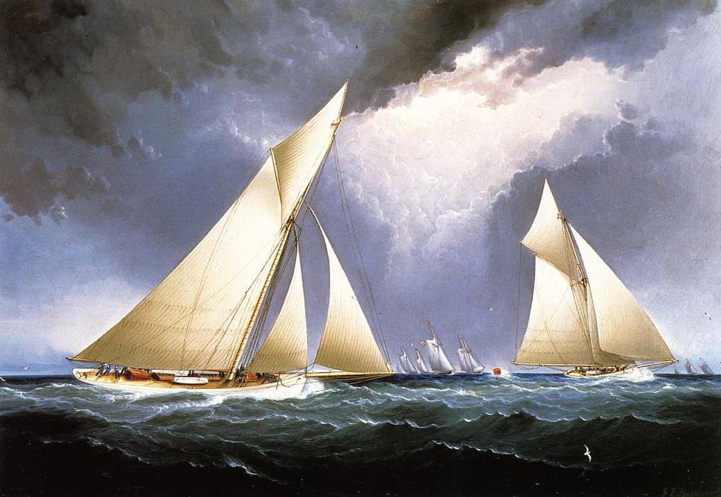 'mayflower' Leading 'puritan', America's Cup Trial Race, 1886 — James Edward Buttersworth