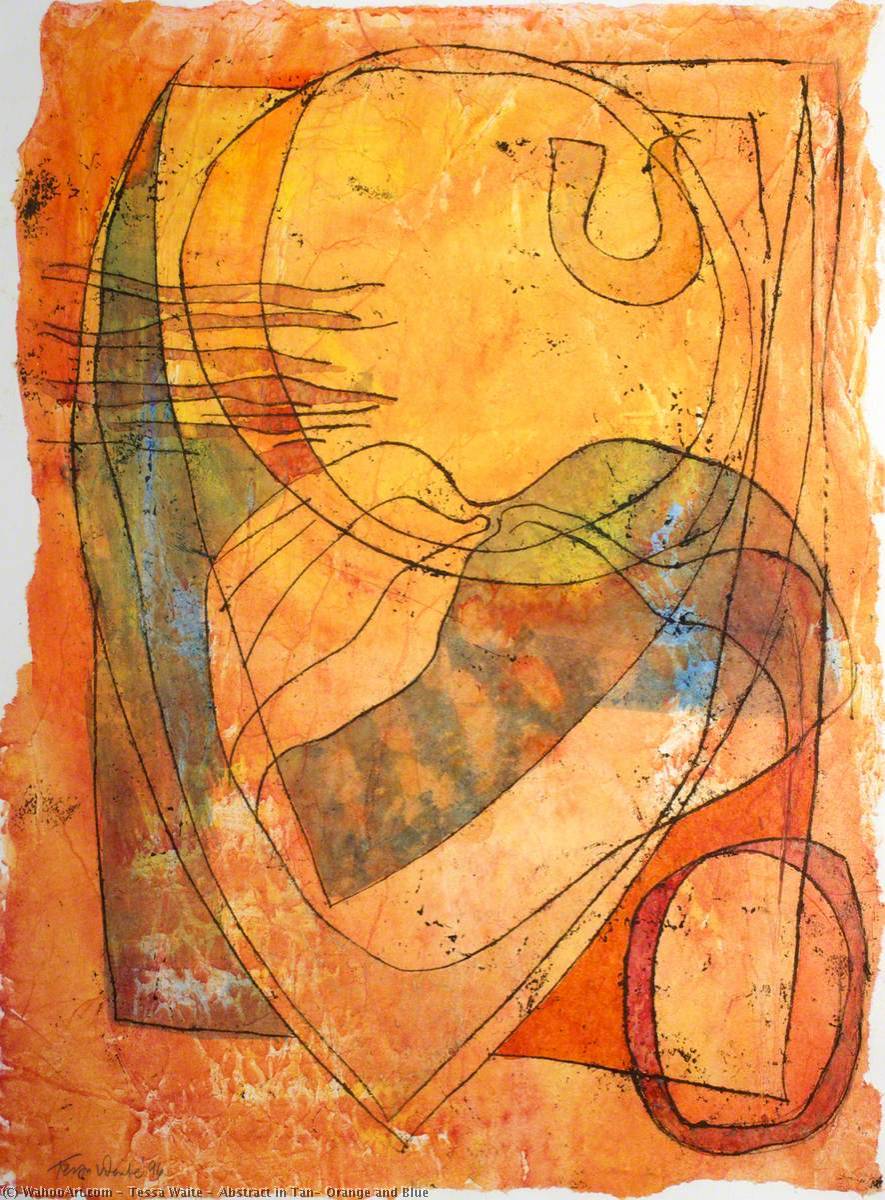 Abstract In Tan, Orange And Blue — Tessa Waite