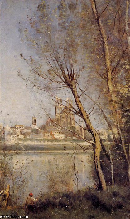 Nantes The Cathedral And The City Seen Throuth The Trees — Jean-baptiste-camille Corot
