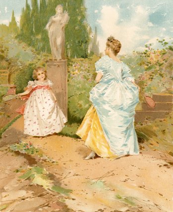 Battledore And Shuttlecock In A Garden — Edward Moran