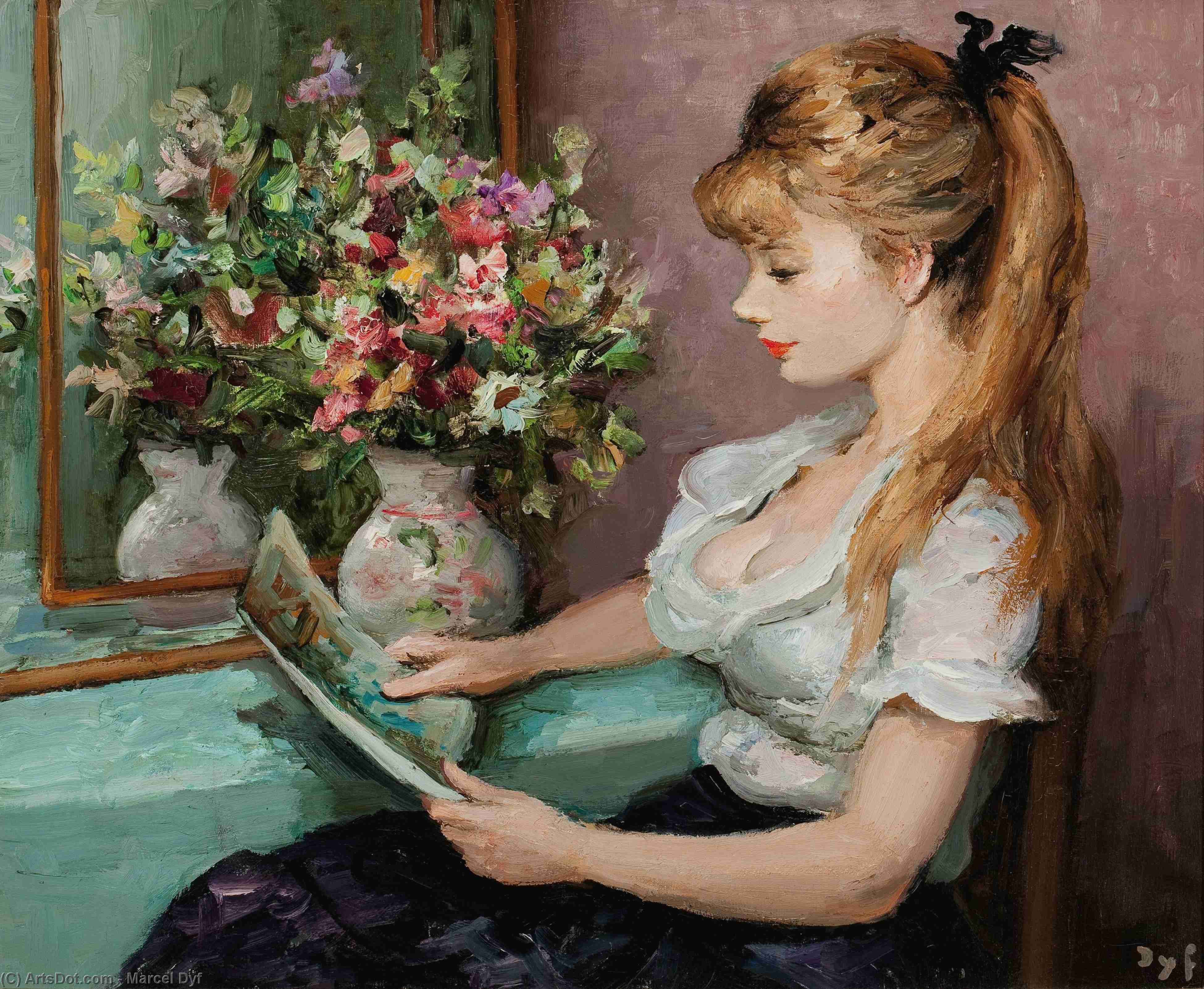 Woman And Bouquet — Marcel Dyf