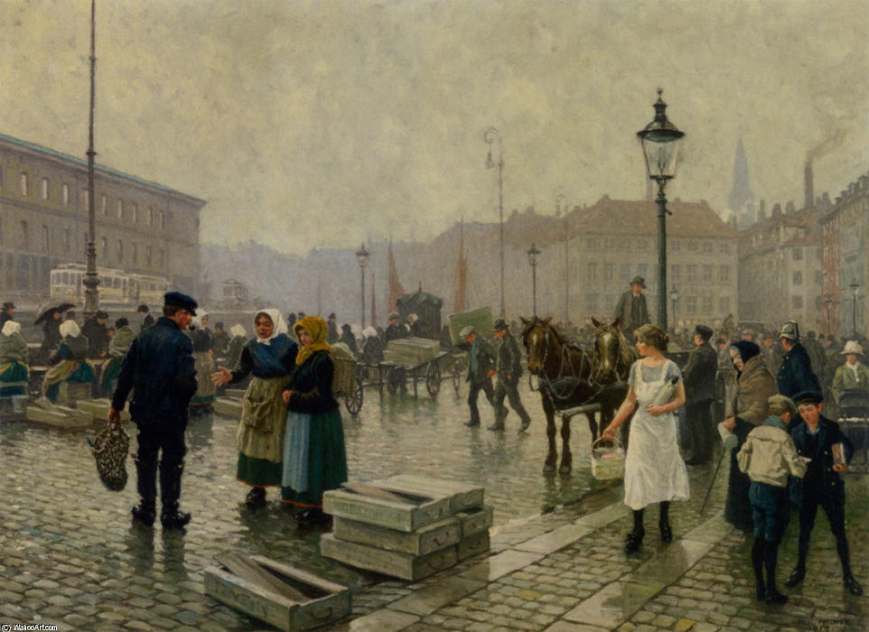 The Fish Market At Gammelstrand Copenhagen — Paul Gustave Fischer