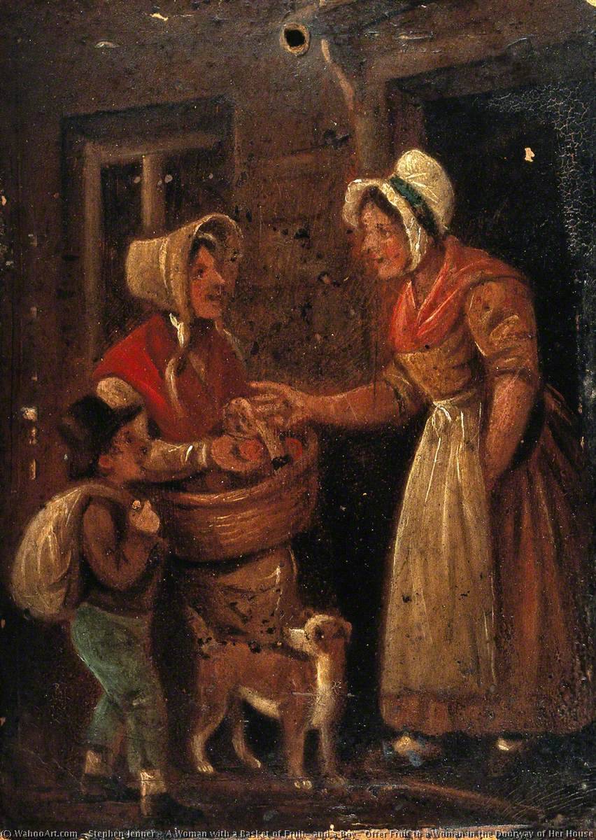 A Woman With A Basket Of Fruit, And A Boy, Offer Fruit To A Woman In The Doorway Of Her House — Stephen Jenner