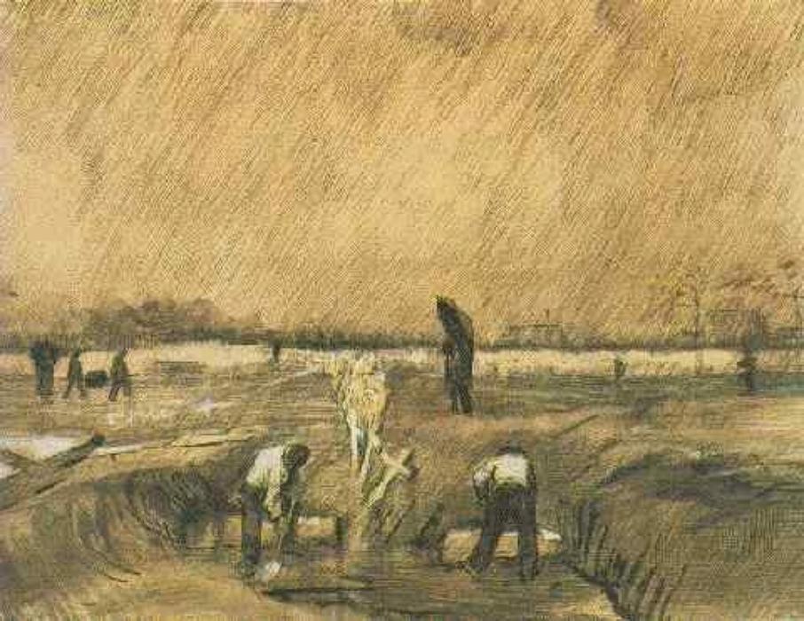 Churchyard In The Rain — Vincent Willem Van Gogh